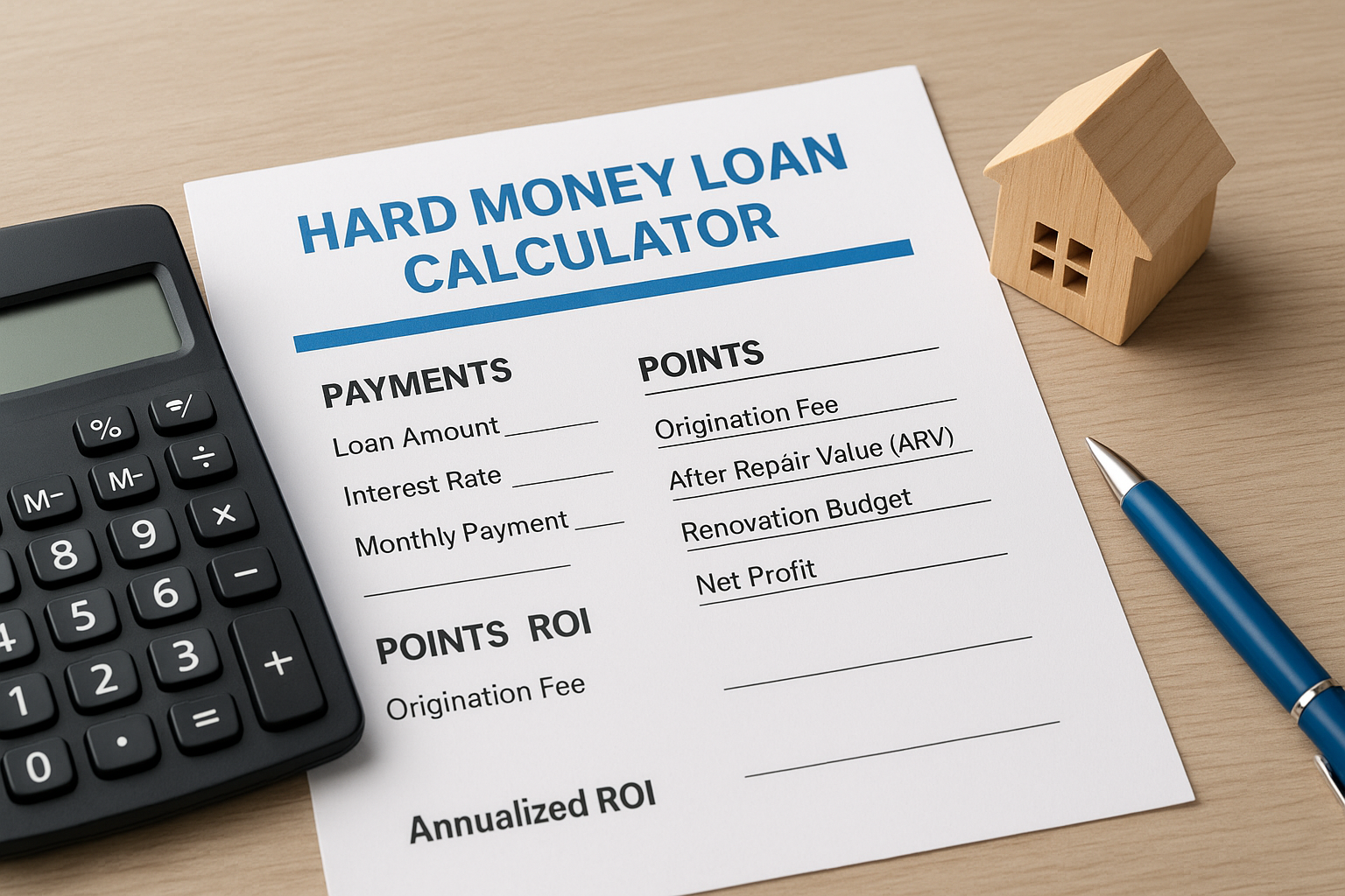 Hard Money Loan Calculator: Payments, Points & ROI